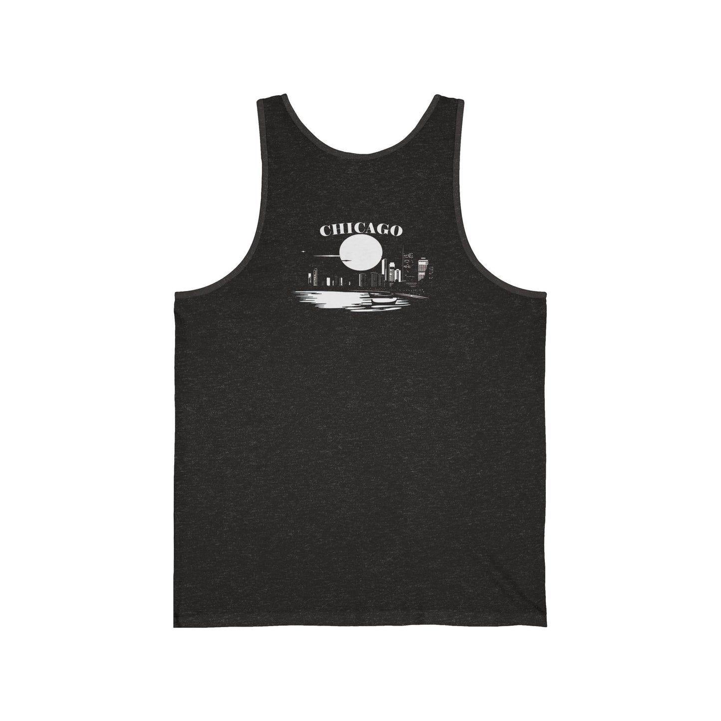 Mystery Noir Chicago Skyline Sunset Unisex Jersey Tank