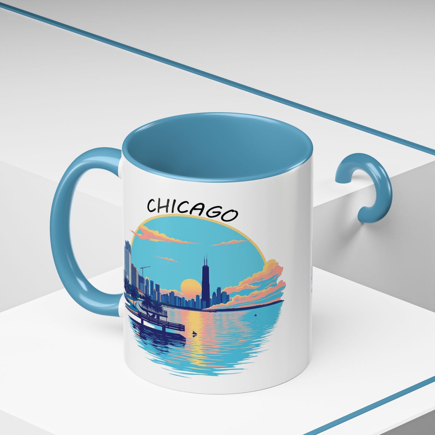 Retro Chicago Sunset Accent Coffee Mug