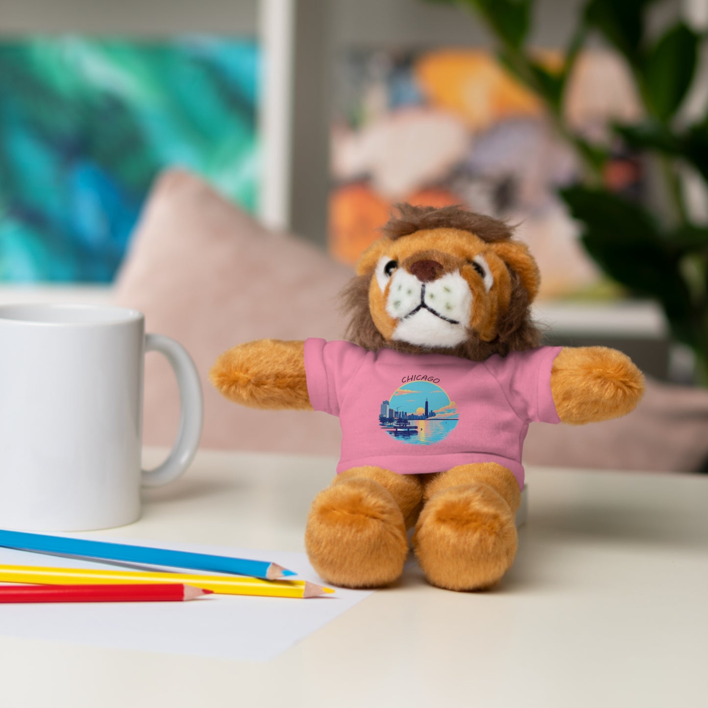 Retro Chicago Sunset Stuffed Animals with Tee