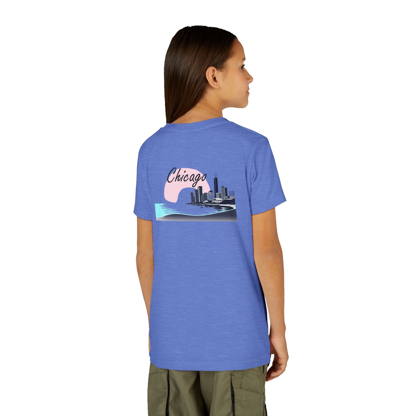 Elegant Chicago Skyline Unisex Youth Short Sleeve Tee