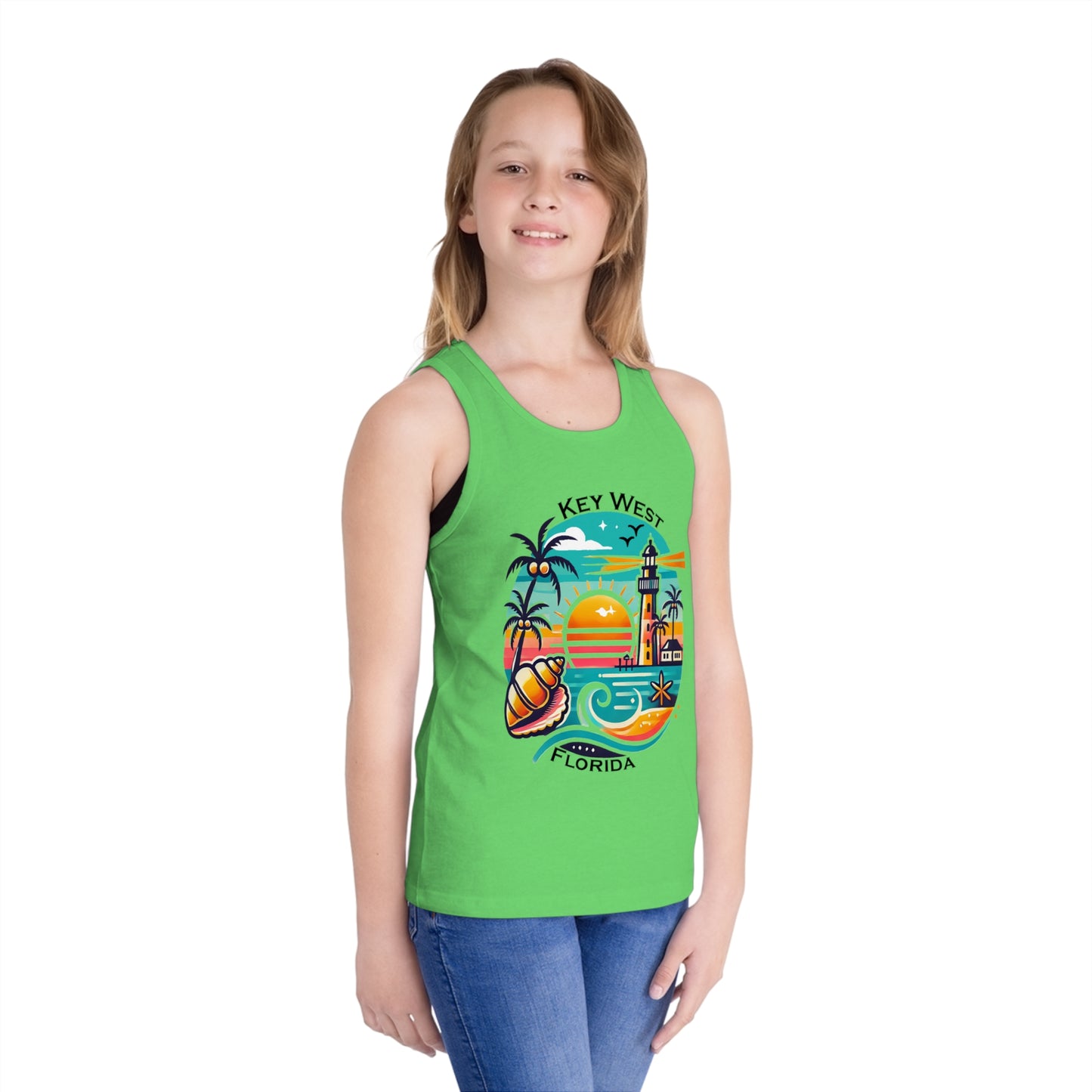 Vibrant Key West Unisex Kids Jersey Tank Top