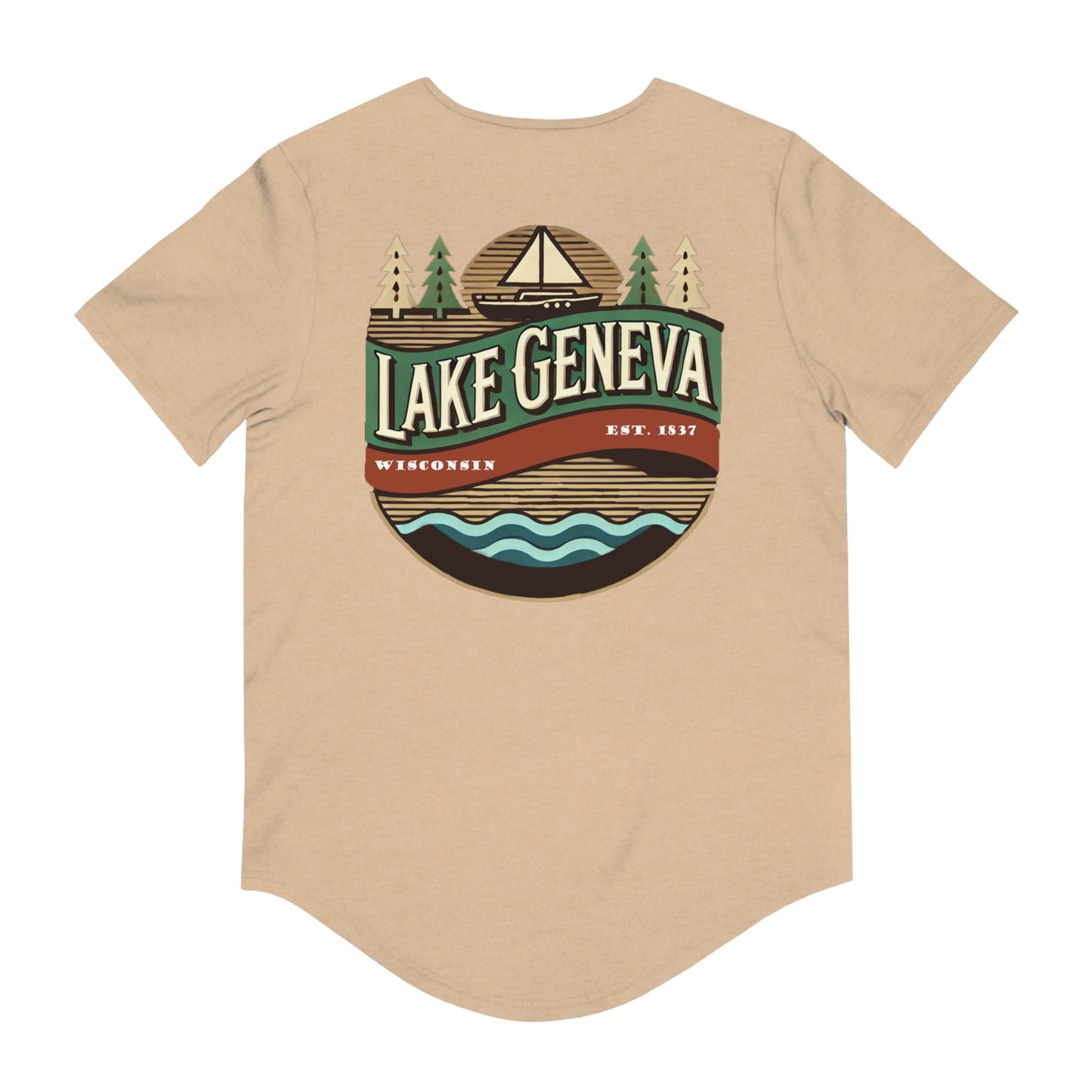 Retro Lake Geneva Men's Jersey Curved Hem Tee