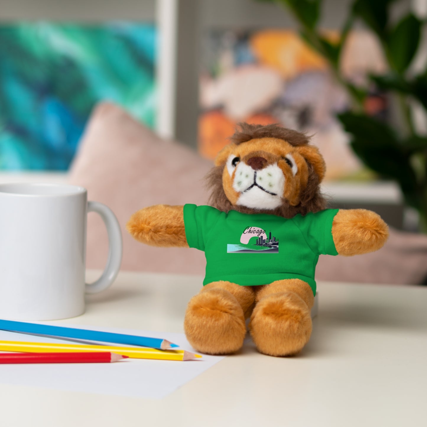 Elegant Chicago Skyline Stuffed Animals with Tee