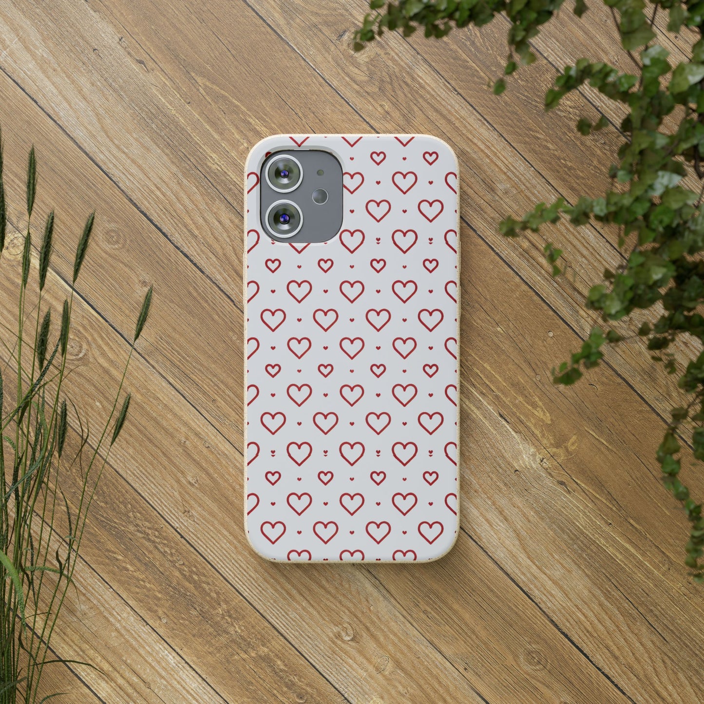 Red Hearts Print MagSafe Biodegradable Phone Case