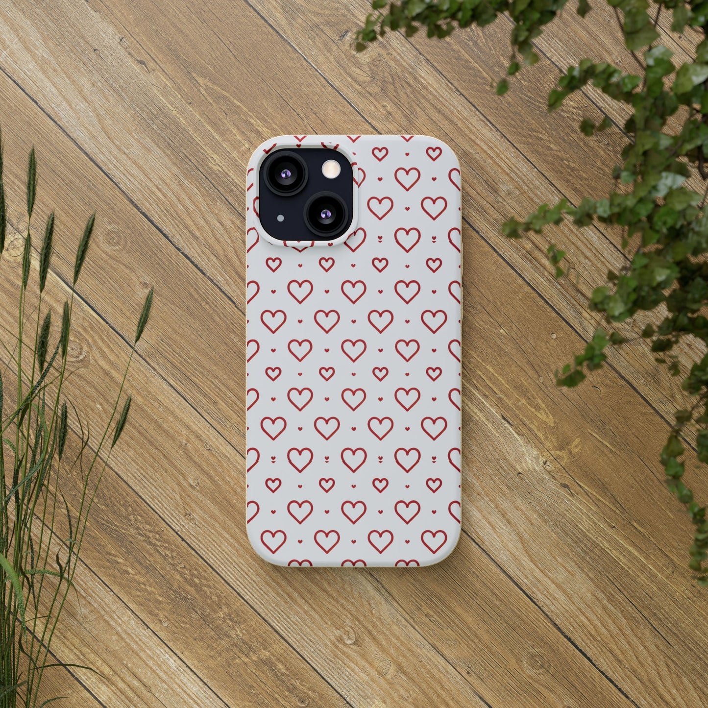 Red Hearts Print MagSafe Biodegradable Phone Case