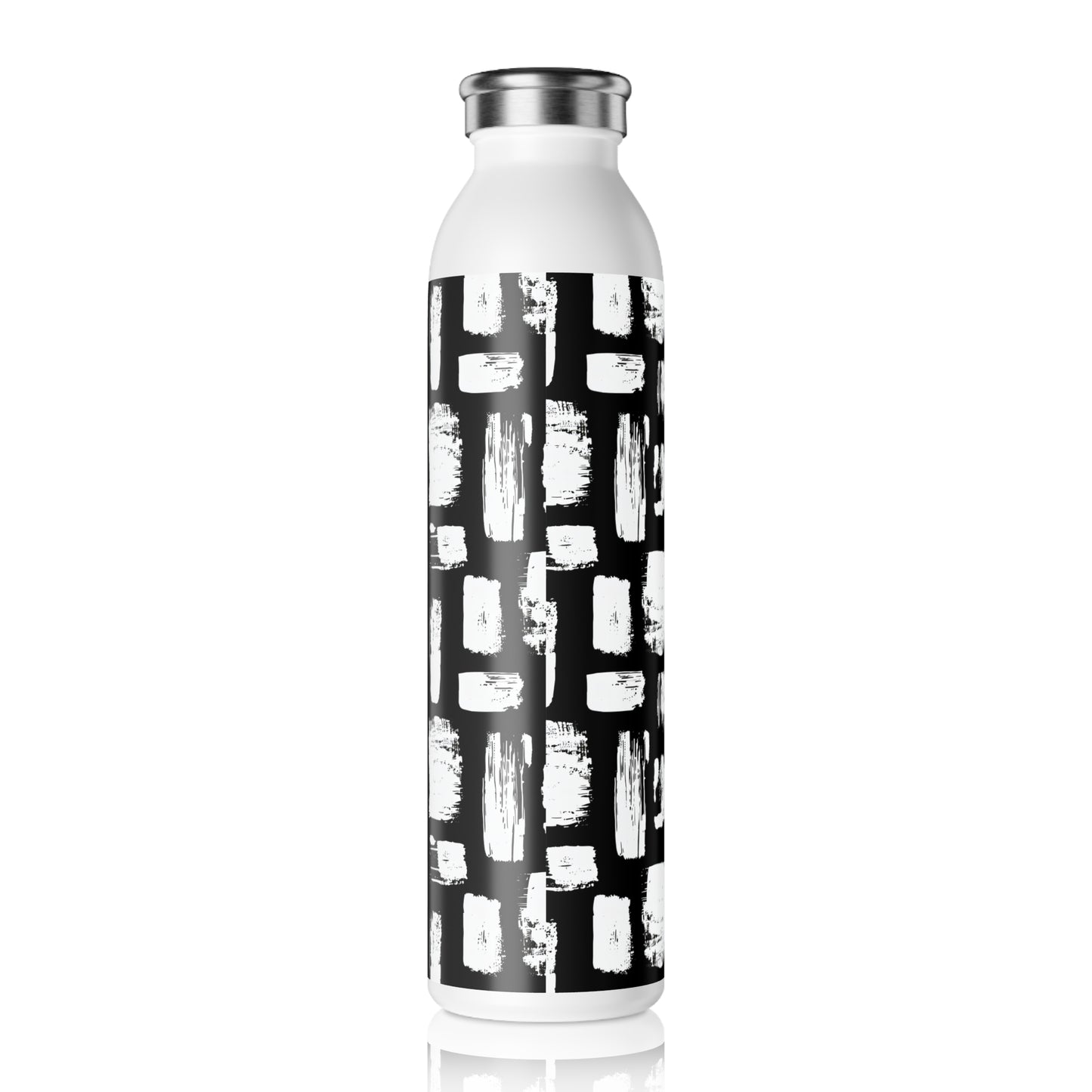 Sleek Slim Water Bottle with Modern Brushstroke Design