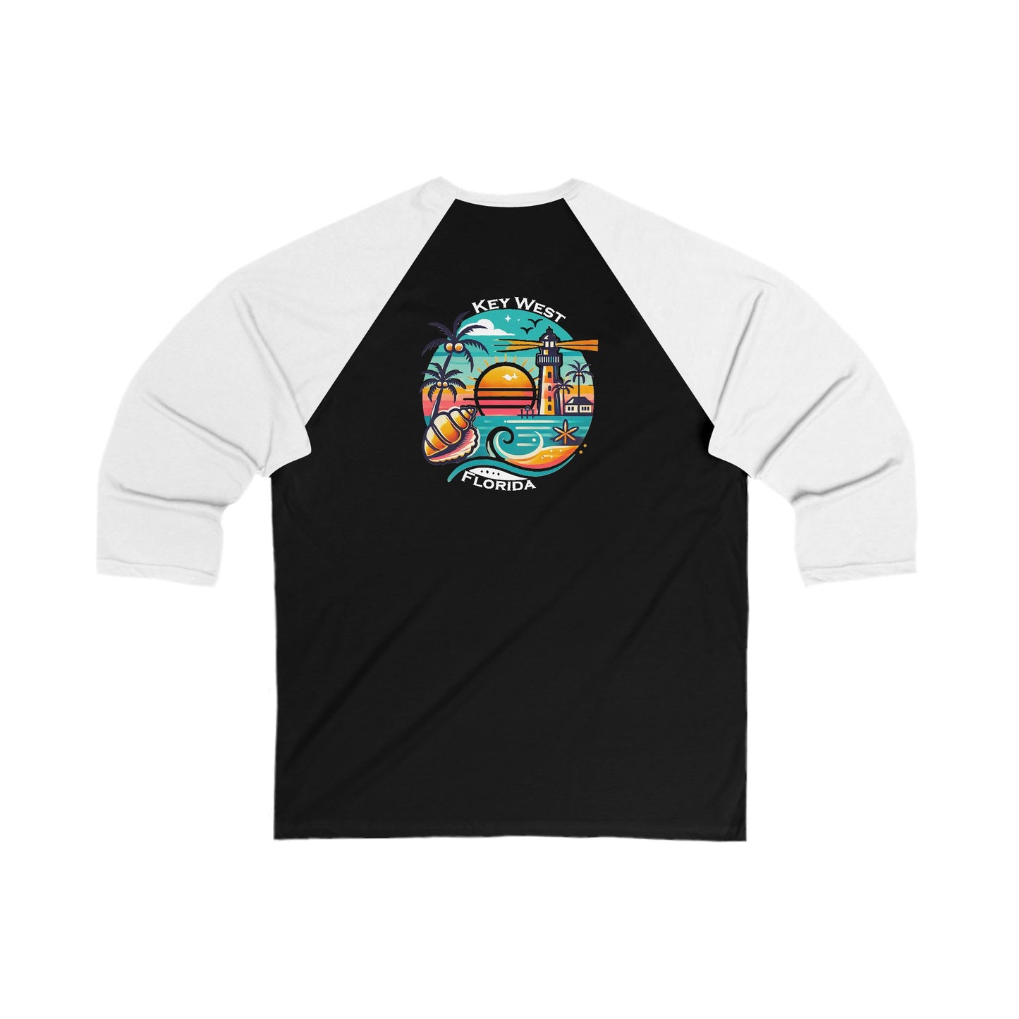 Vibrant Key West Men's 3/4 Sleeve Baseball Tee