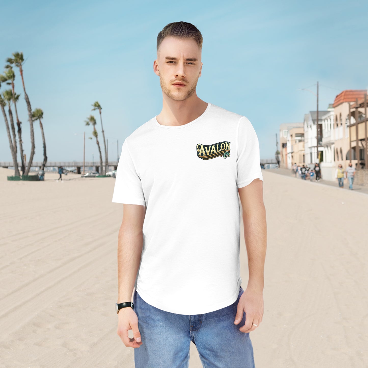 Elegant Avalon Men's Jersey Curved Hem Tee