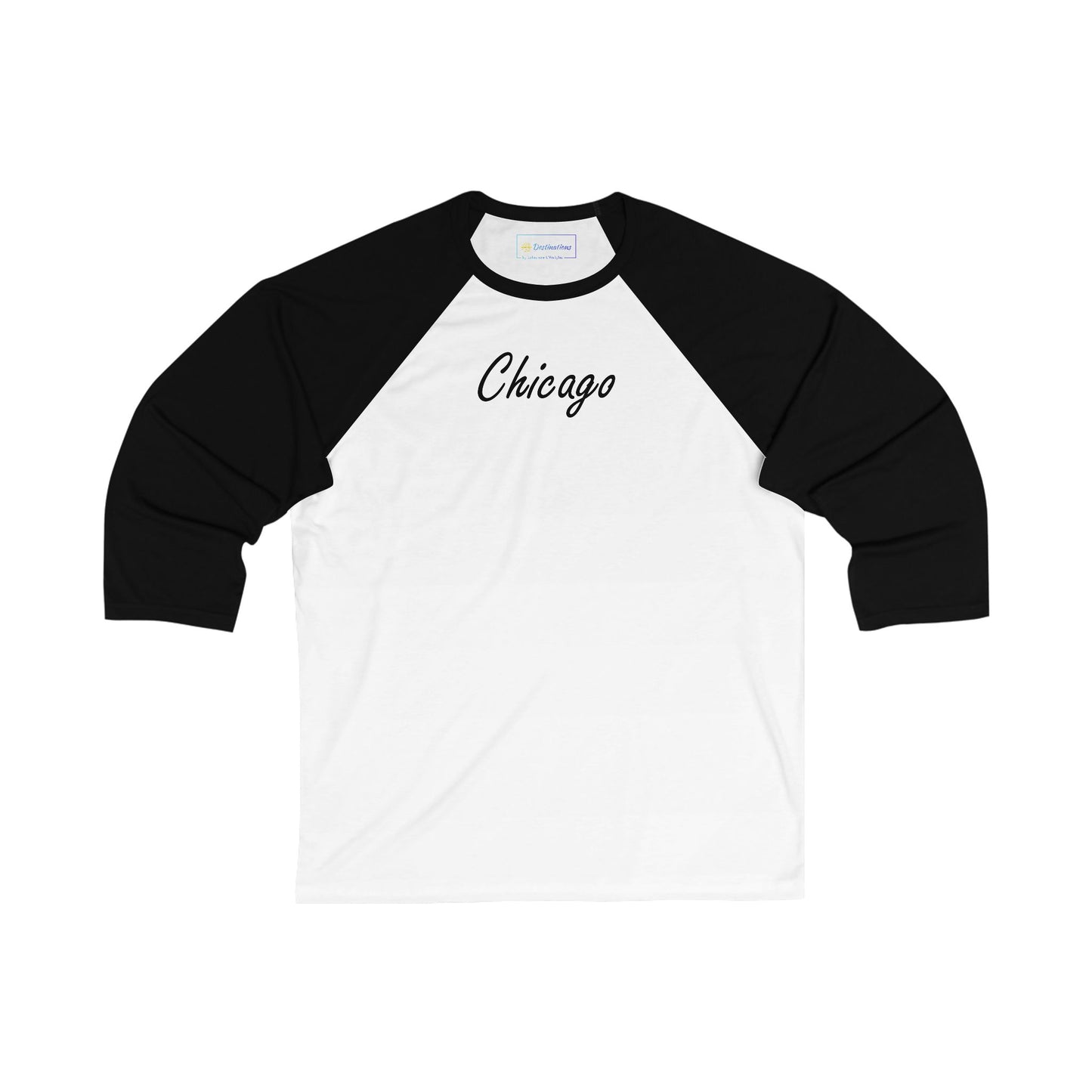 Elegant Chicago Skyline Men's 3/4 Sleeve Baseball Tee