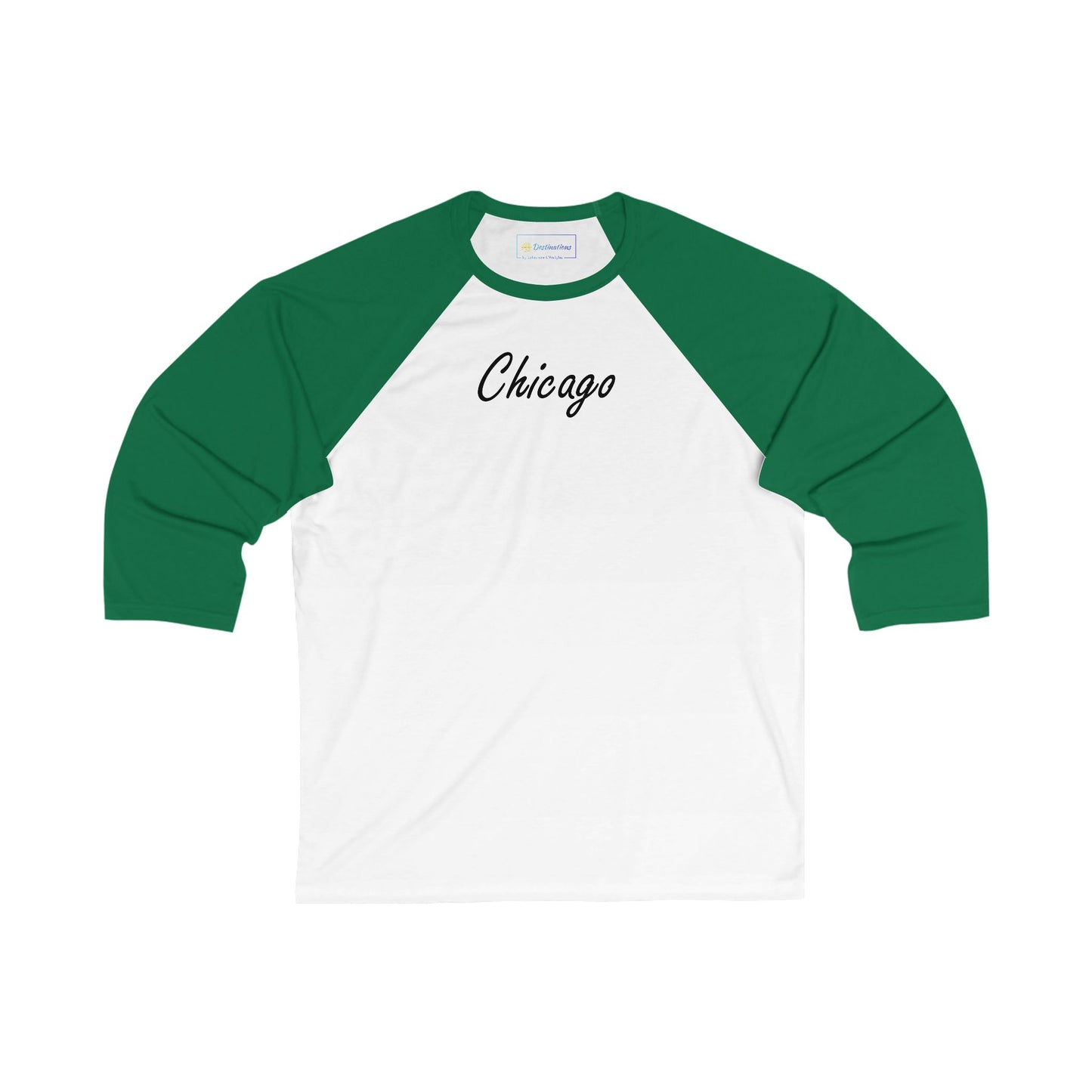 Elegant Chicago Skyline Men's 3/4 Sleeve Baseball Tee