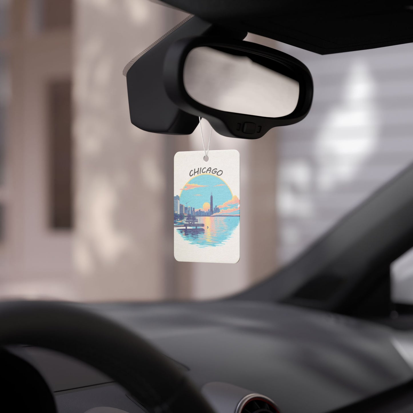 Retro Chicago Sunset Car Air Freshener