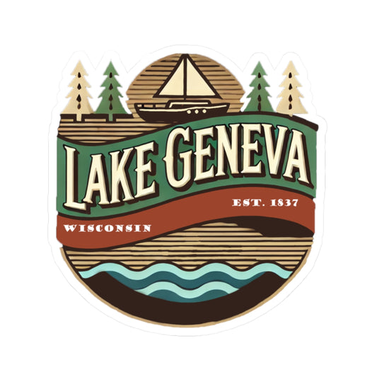 Retro Lake Geneva Kiss-Cut Sticker