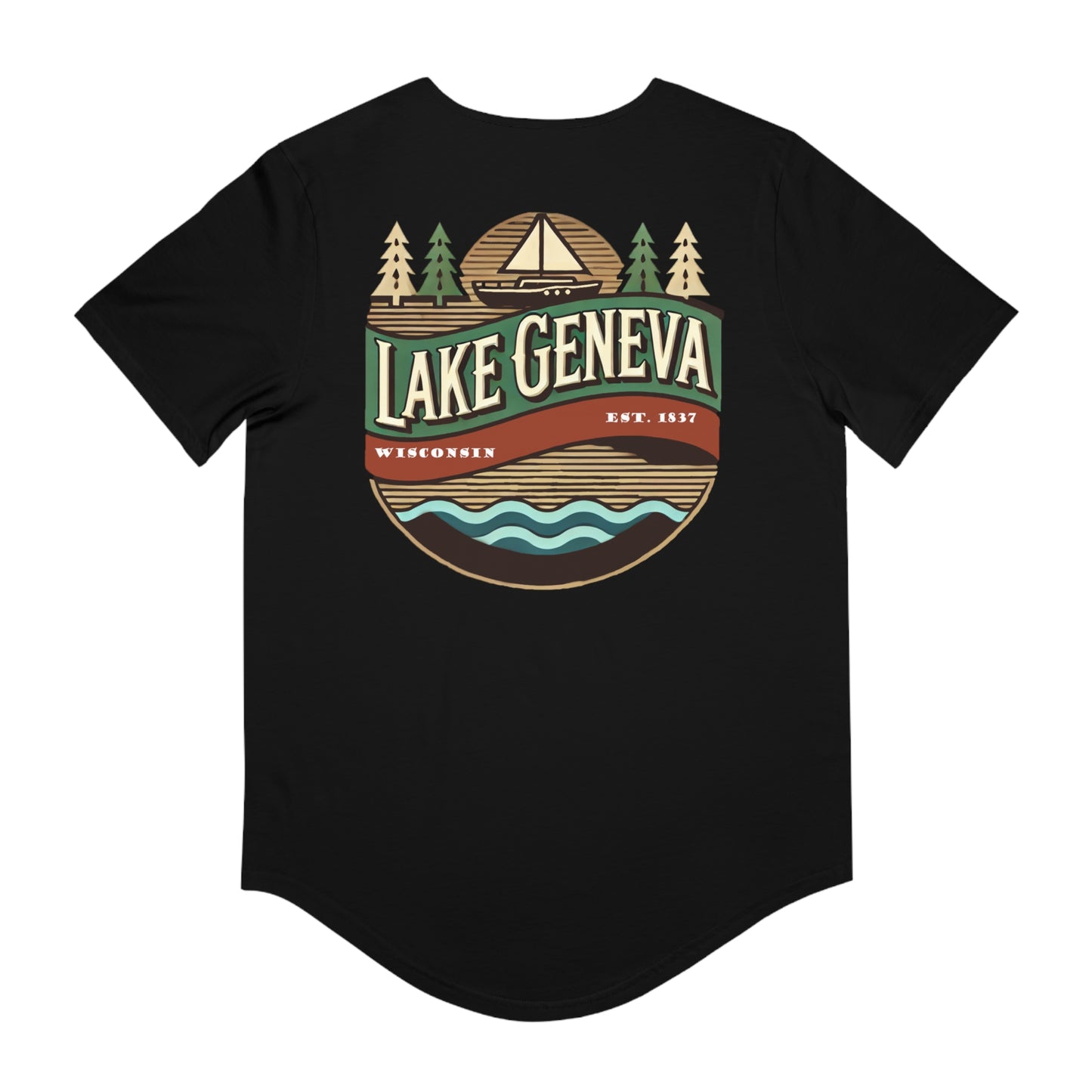 Retro Lake Geneva Men's Jersey Curved Hem Tee