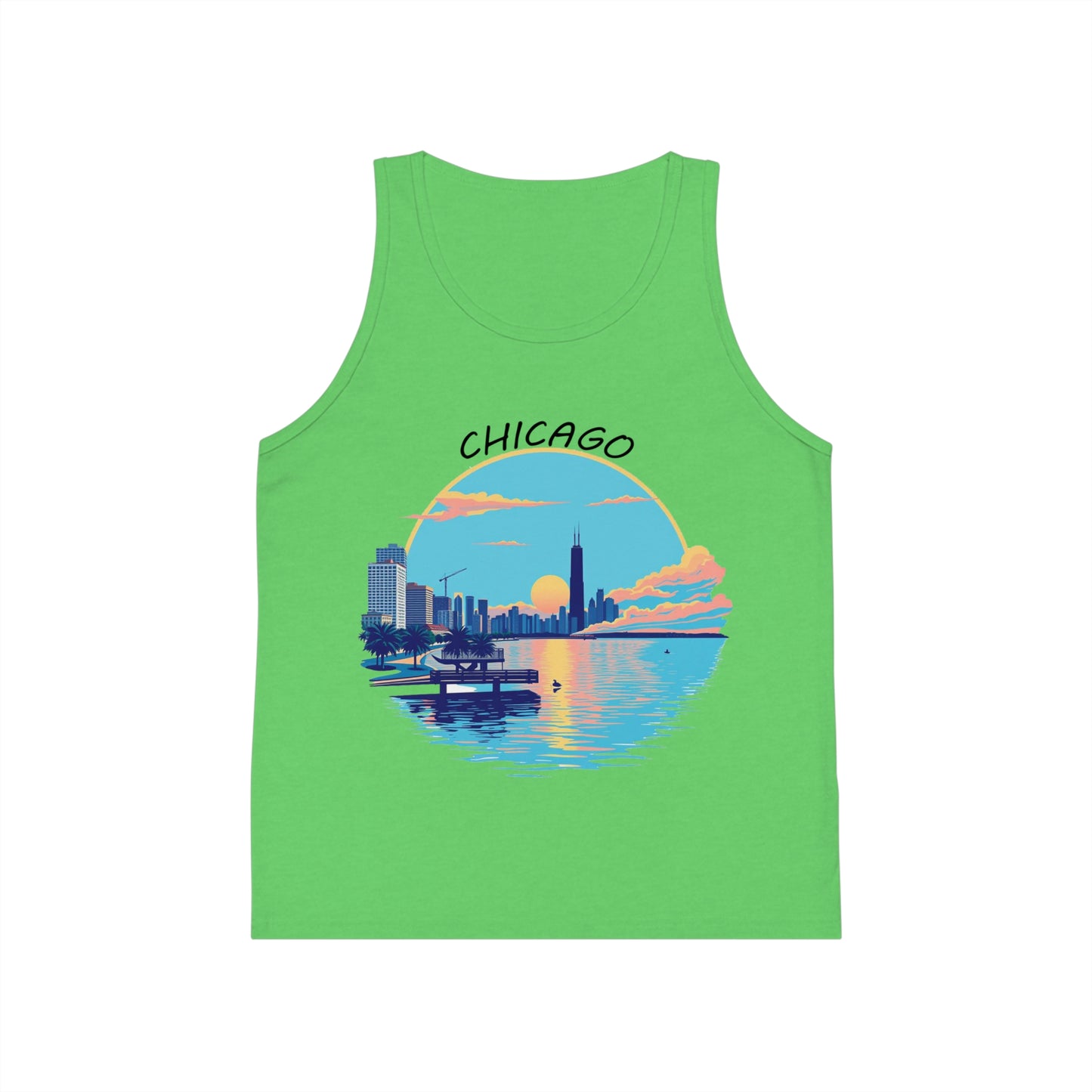 Retro Chicago Sunset Unisex Kids Jersey Tank Top