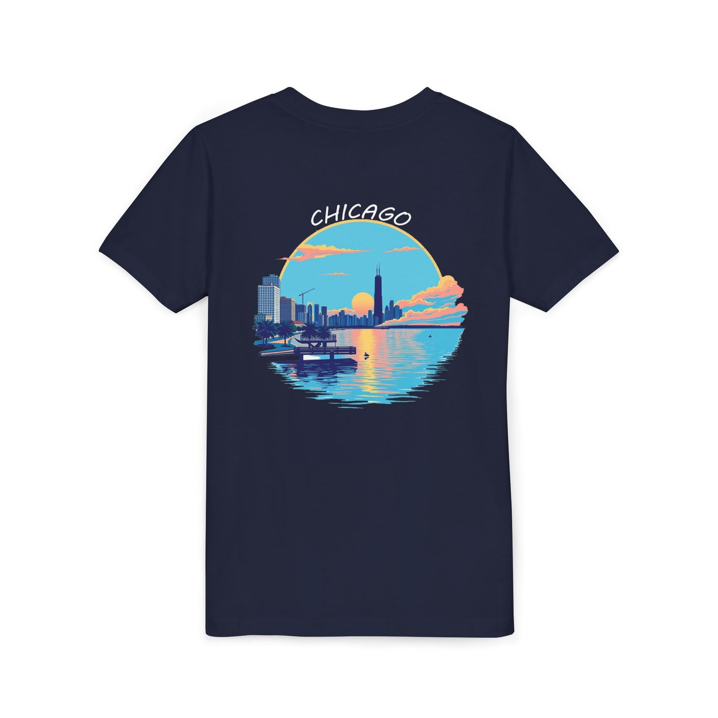 Retro Chicago Sunset Unisex Youth Short Sleeve Tee