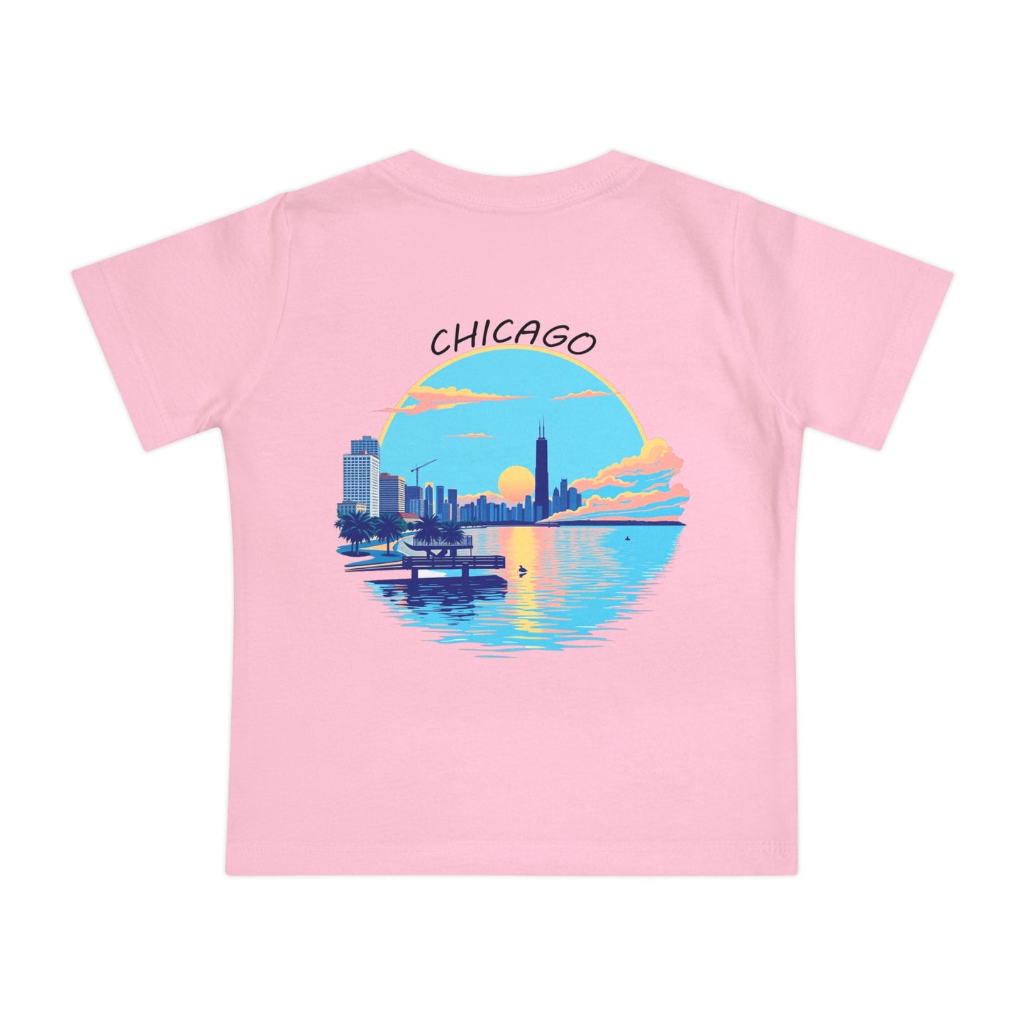 Retro Chicago Sunset Unisex Baby Short Sleeve T-Shirt