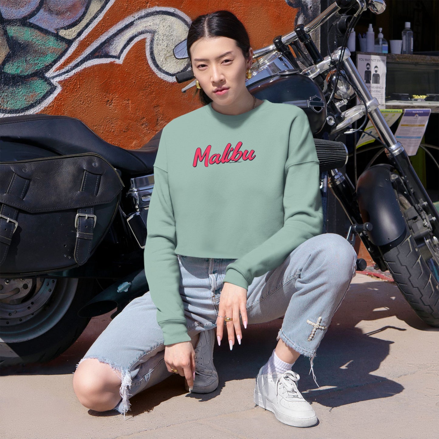 Retro Malibu Women's Cropped Sweatshirt