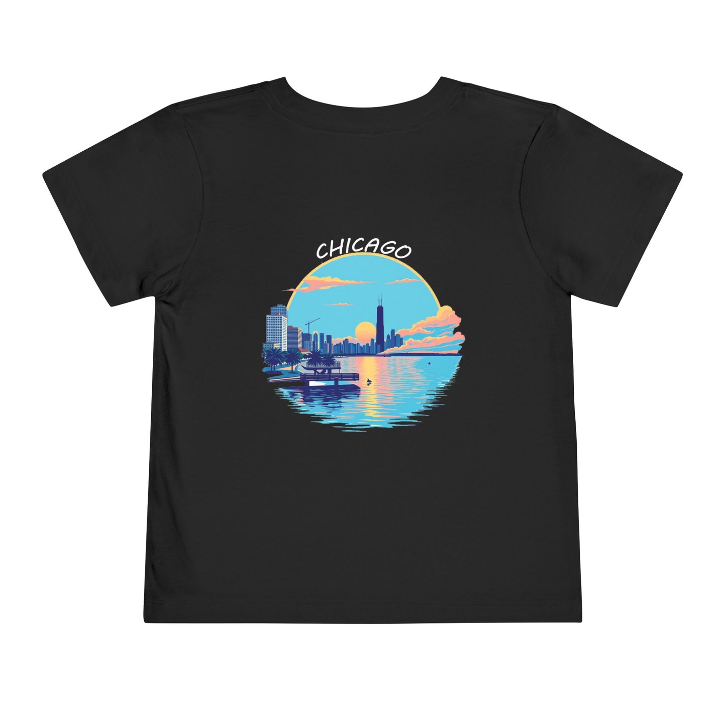 Retro Chicago Sunset Unisex Toddler Short Sleeve Tee