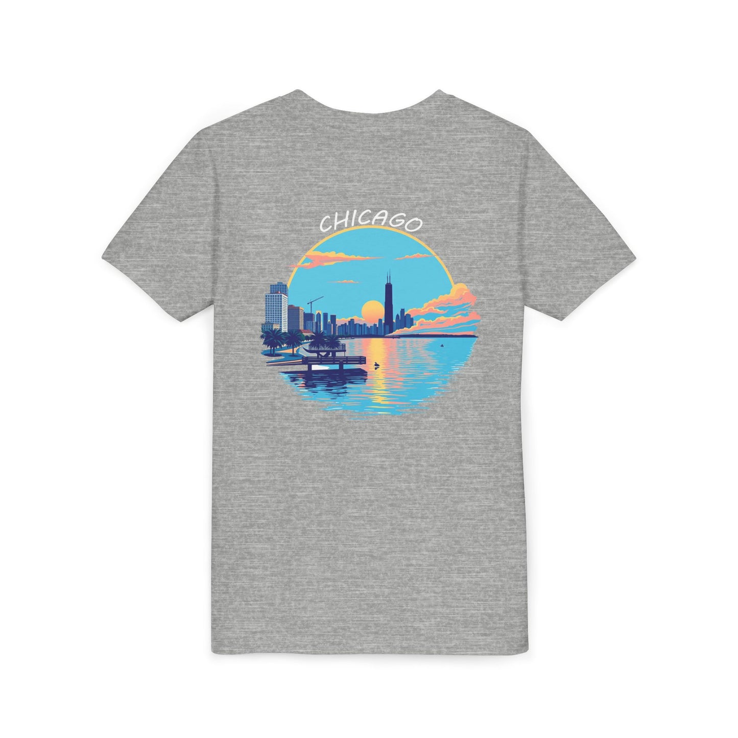 Retro Chicago Sunset Unisex Youth Short Sleeve Tee