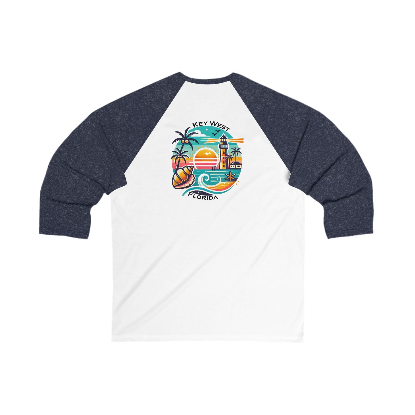 Vibrant Key West Men's 3/4 Sleeve Baseball Tee