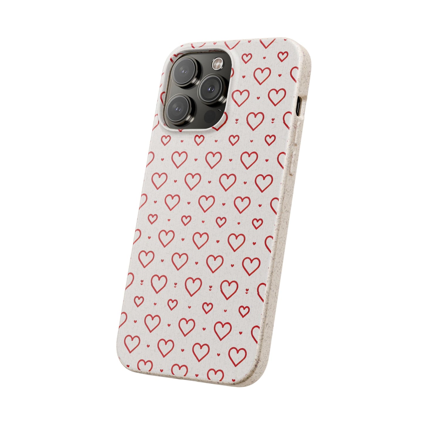 Red Hearts Print MagSafe Biodegradable Phone Case