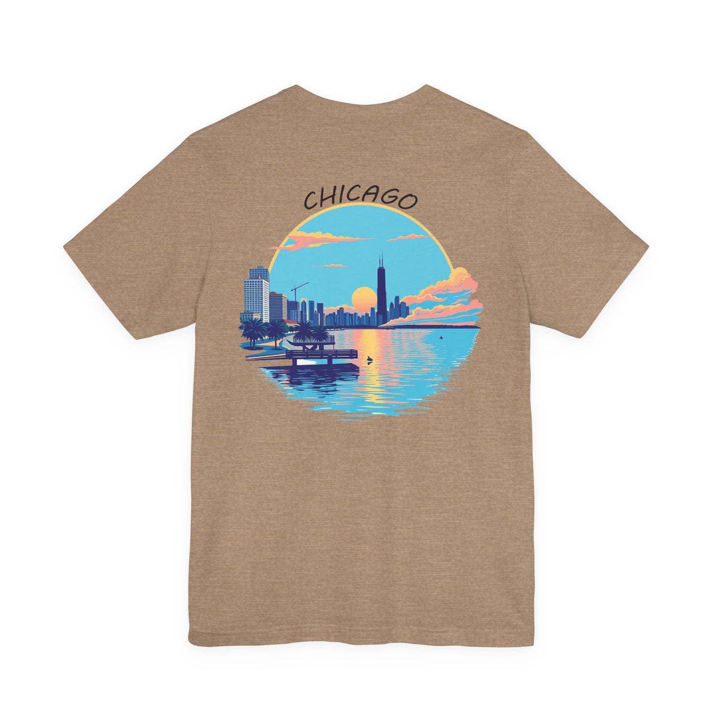 Retro Chicago Sunset Unisex Jersey Short Sleeve Tee