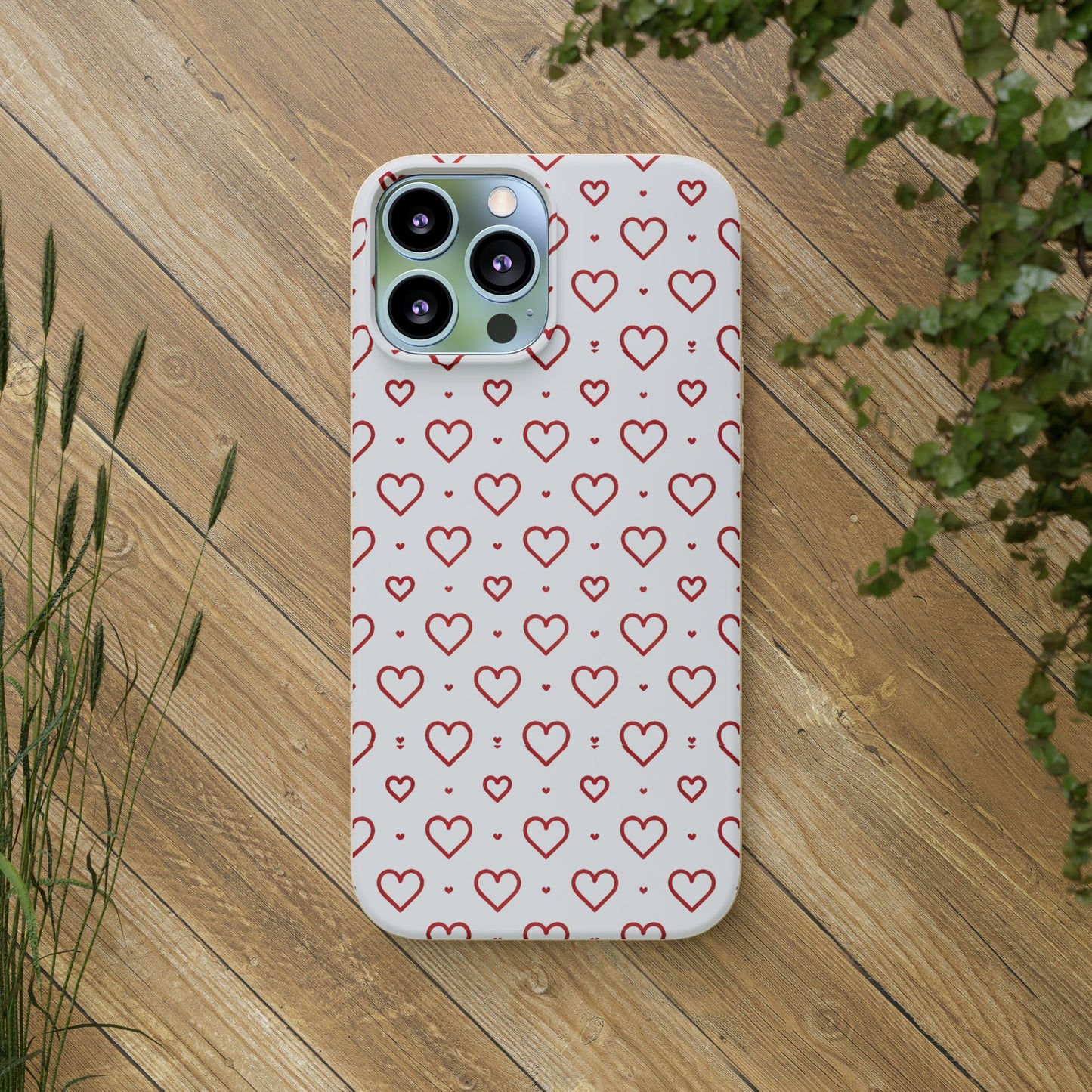 Red Hearts Print MagSafe Biodegradable Phone Case