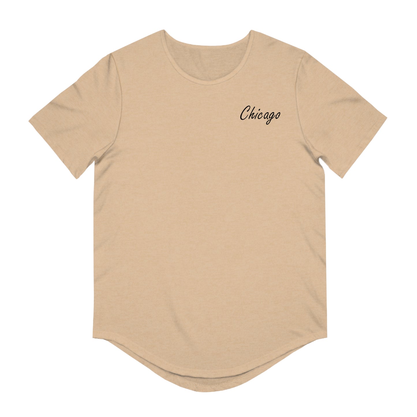 Elegant Chicago Skyline Men's Jersey Curved Hem Tee