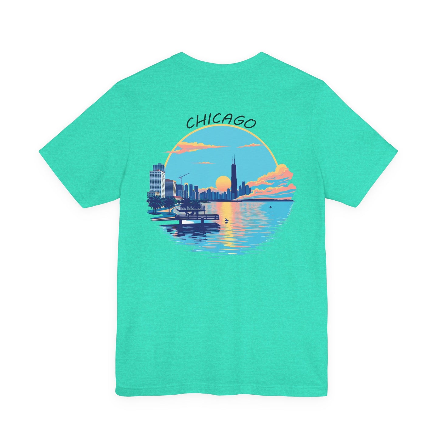 Retro Chicago Sunset Unisex Jersey Short Sleeve Tee