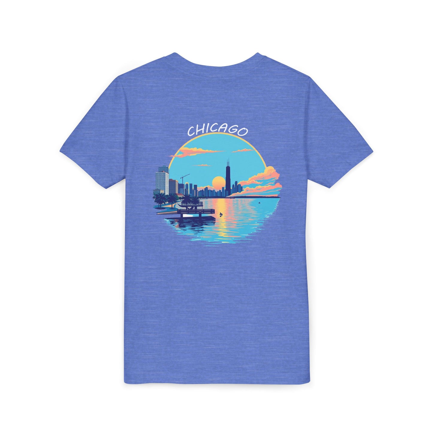Retro Chicago Sunset Unisex Youth Short Sleeve Tee