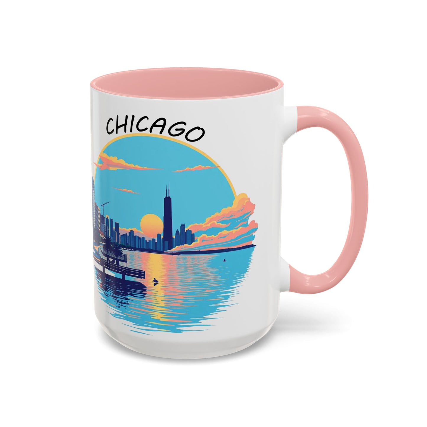 Retro Chicago Sunset Accent Coffee Mug