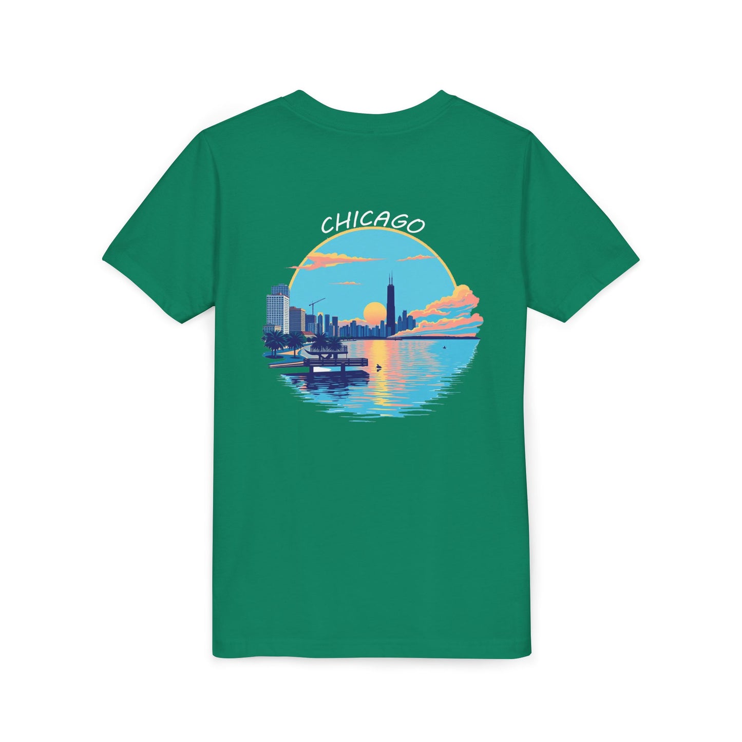Retro Chicago Sunset Unisex Youth Short Sleeve Tee
