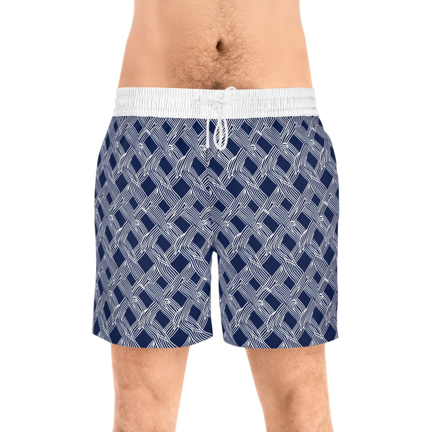Nautical Woven Design Men's Mid-Length Swim Shorts