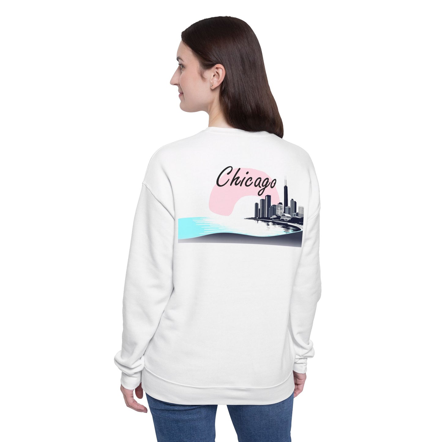 Elegant Chicago Skyline Unisex Drop Shoulder Sweatshirt
