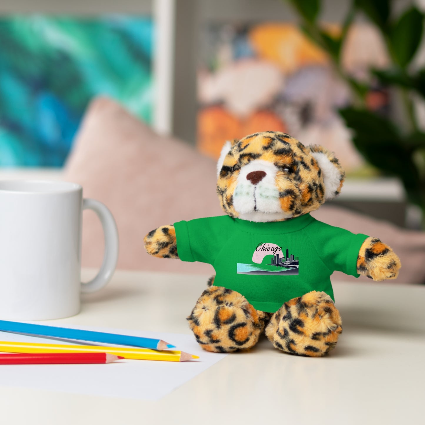 Elegant Chicago Skyline Stuffed Animals with Tee