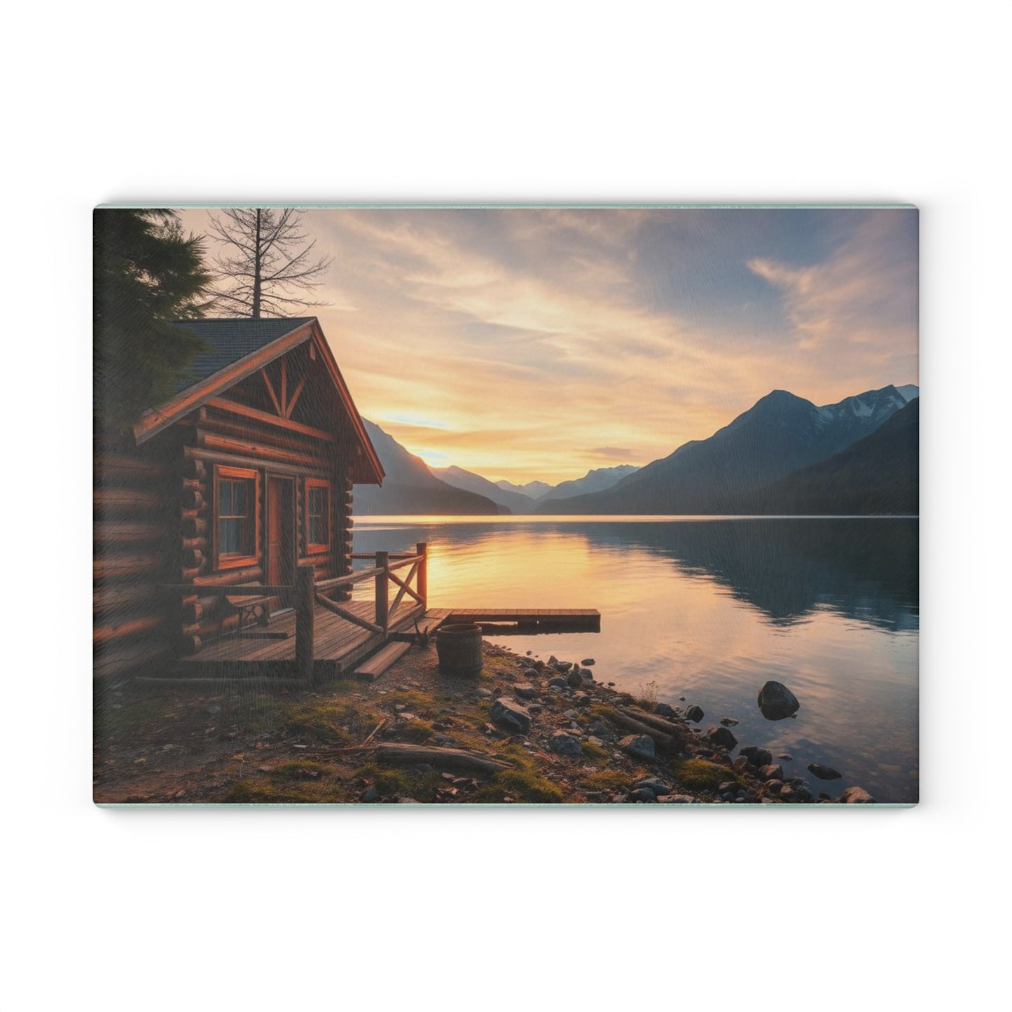 Lakeside Cabin Glass Cutting Board