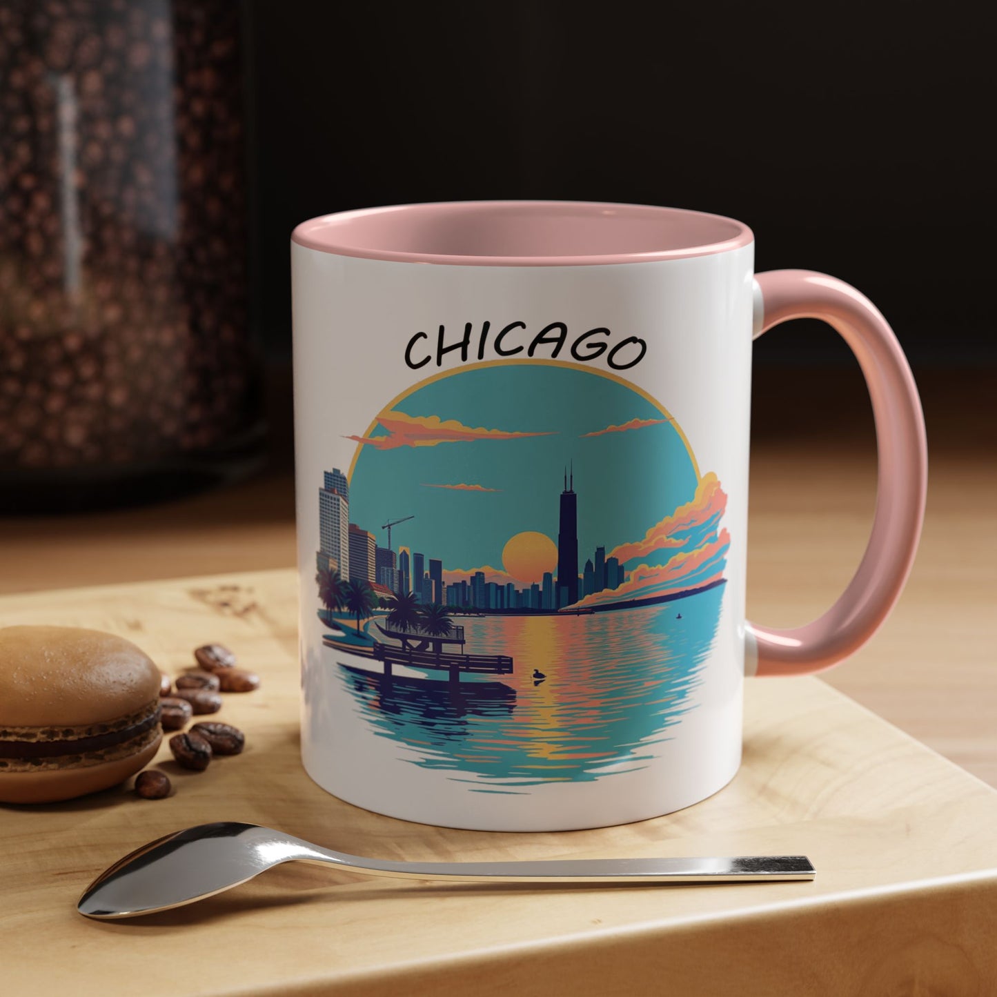 Retro Chicago Sunset Accent Coffee Mug