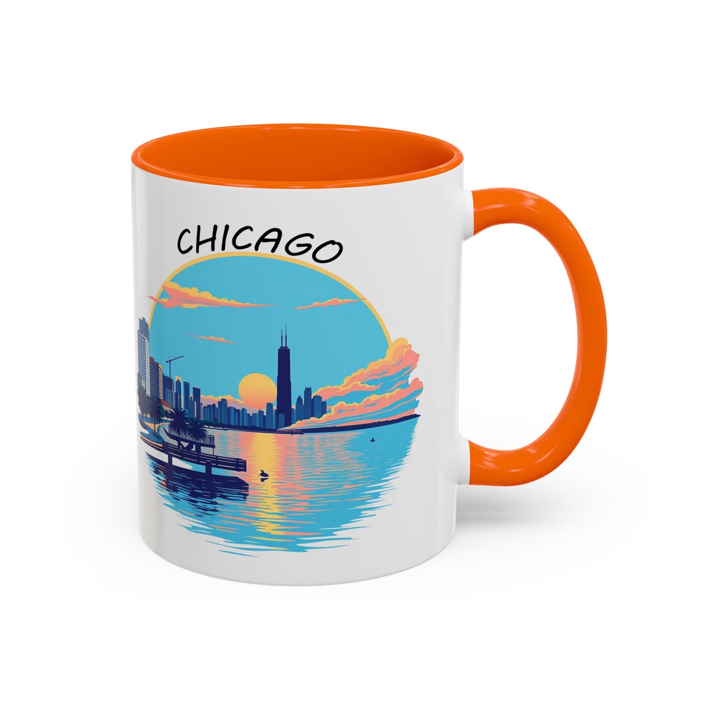 Retro Chicago Sunset Accent Coffee Mug