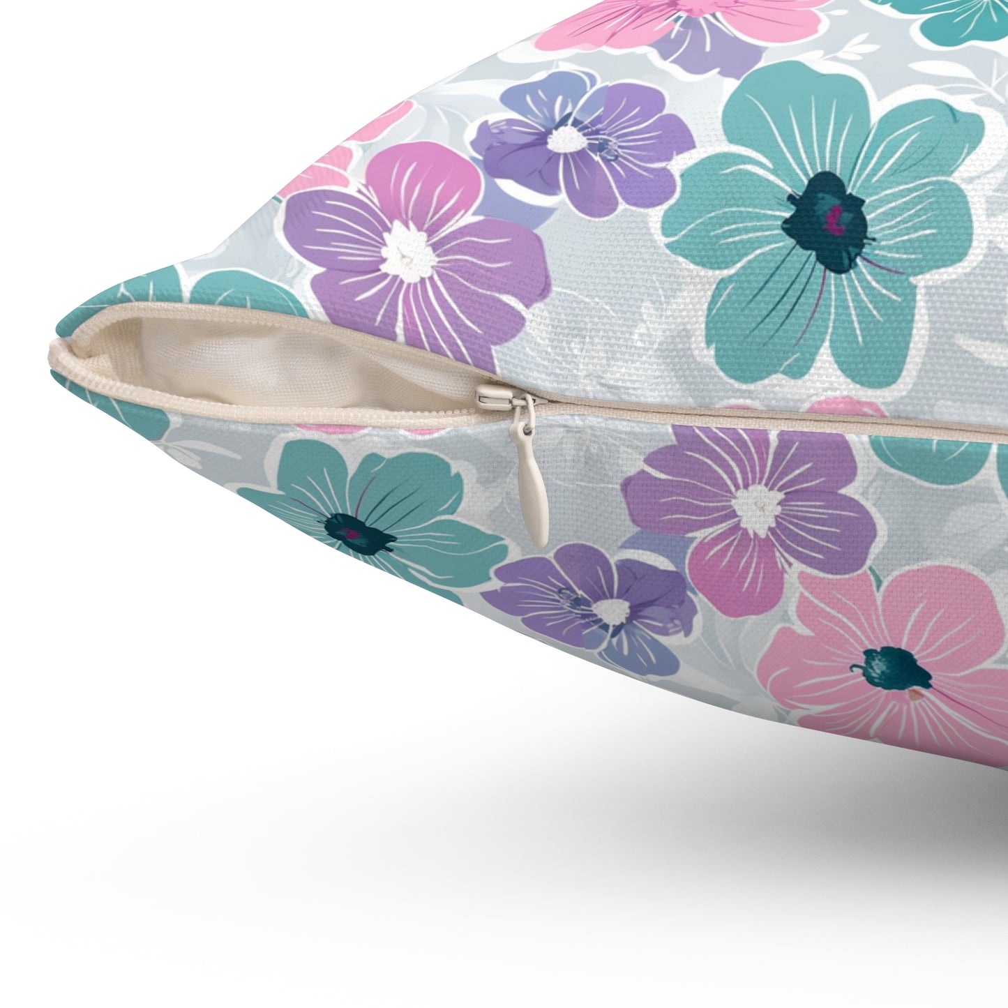 Pastel Floral Print Throw Pillow