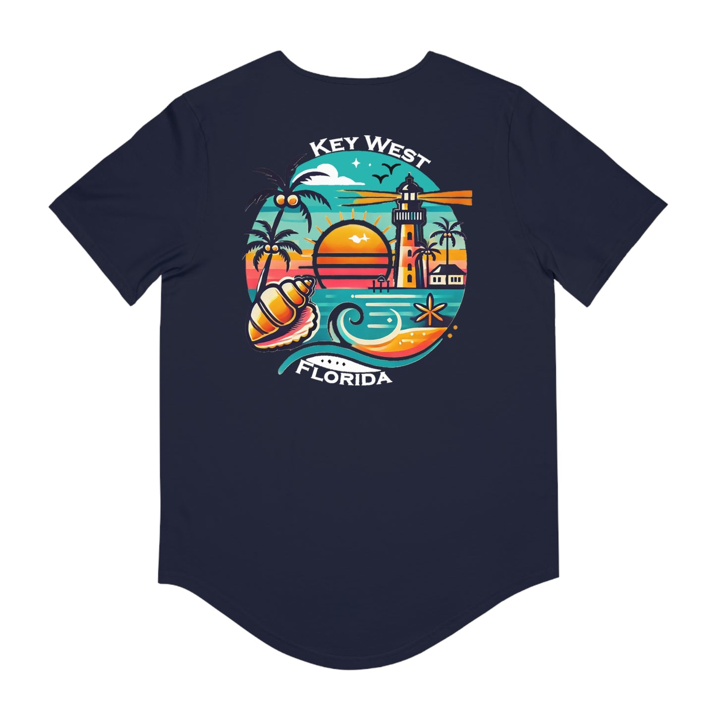 Vibrant Key West Men's Jersey Curved Hem Tee