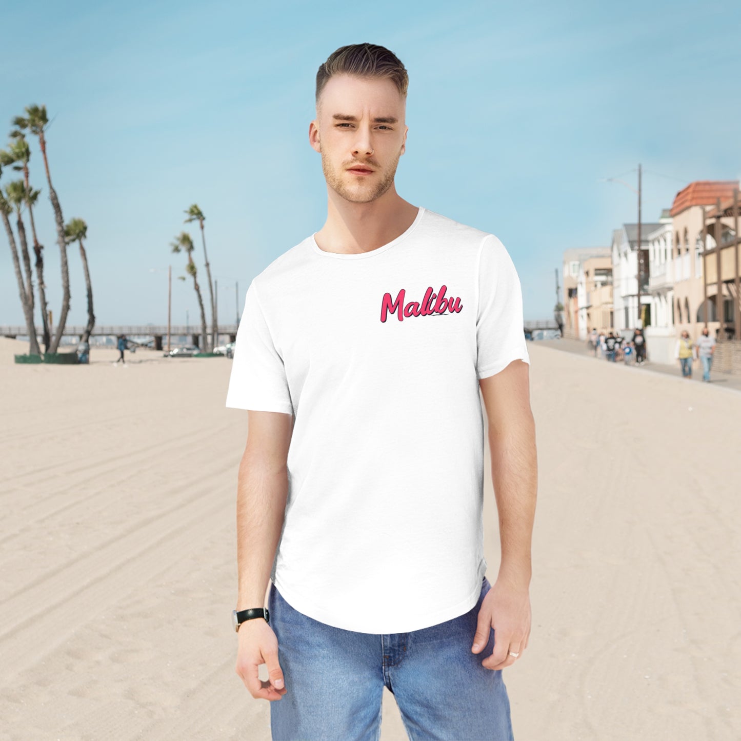 Retro Malibu Men's Jersey Curved Hem Tee