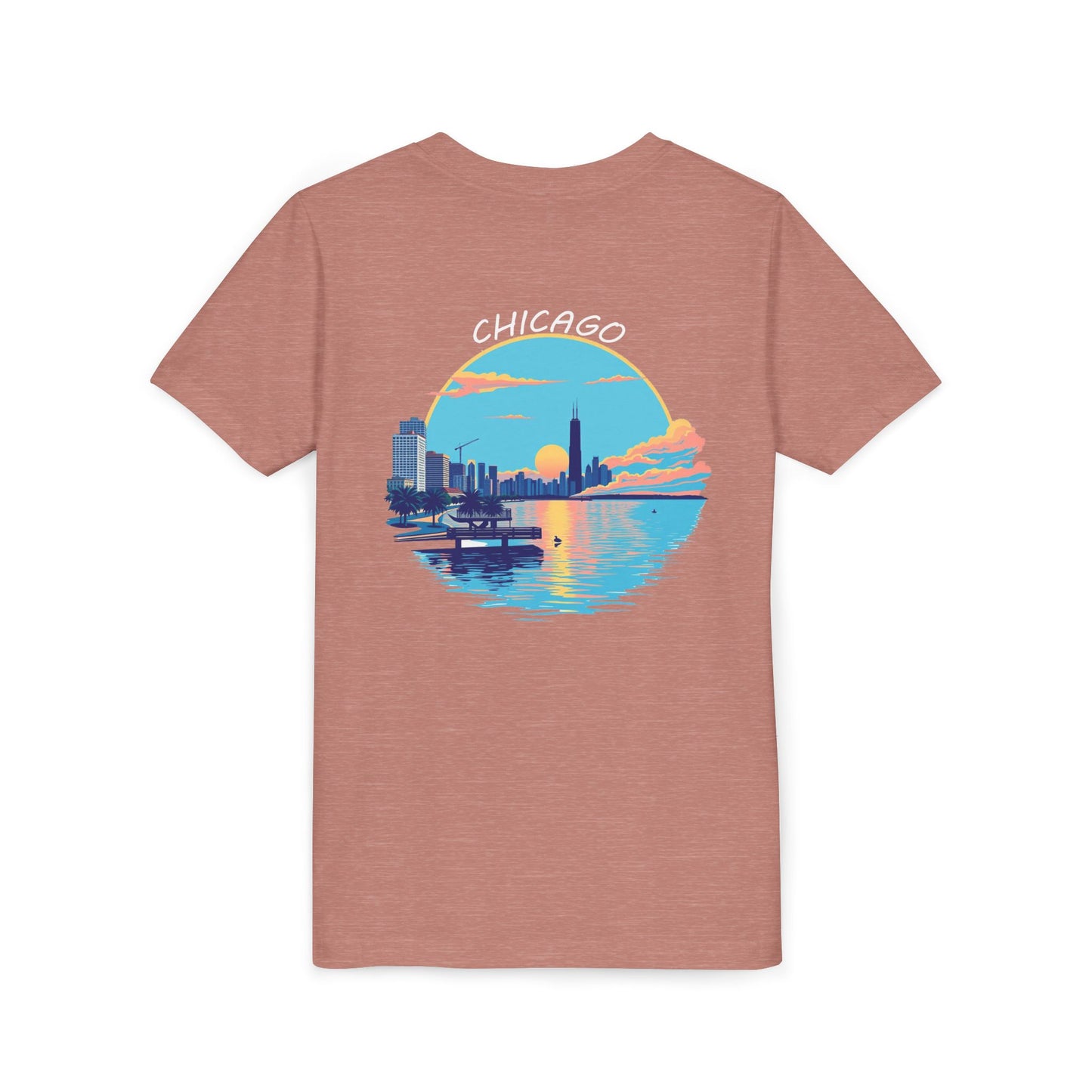 Retro Chicago Sunset Unisex Youth Short Sleeve Tee
