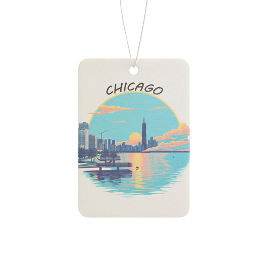 Retro Chicago Sunset Car Air Freshener