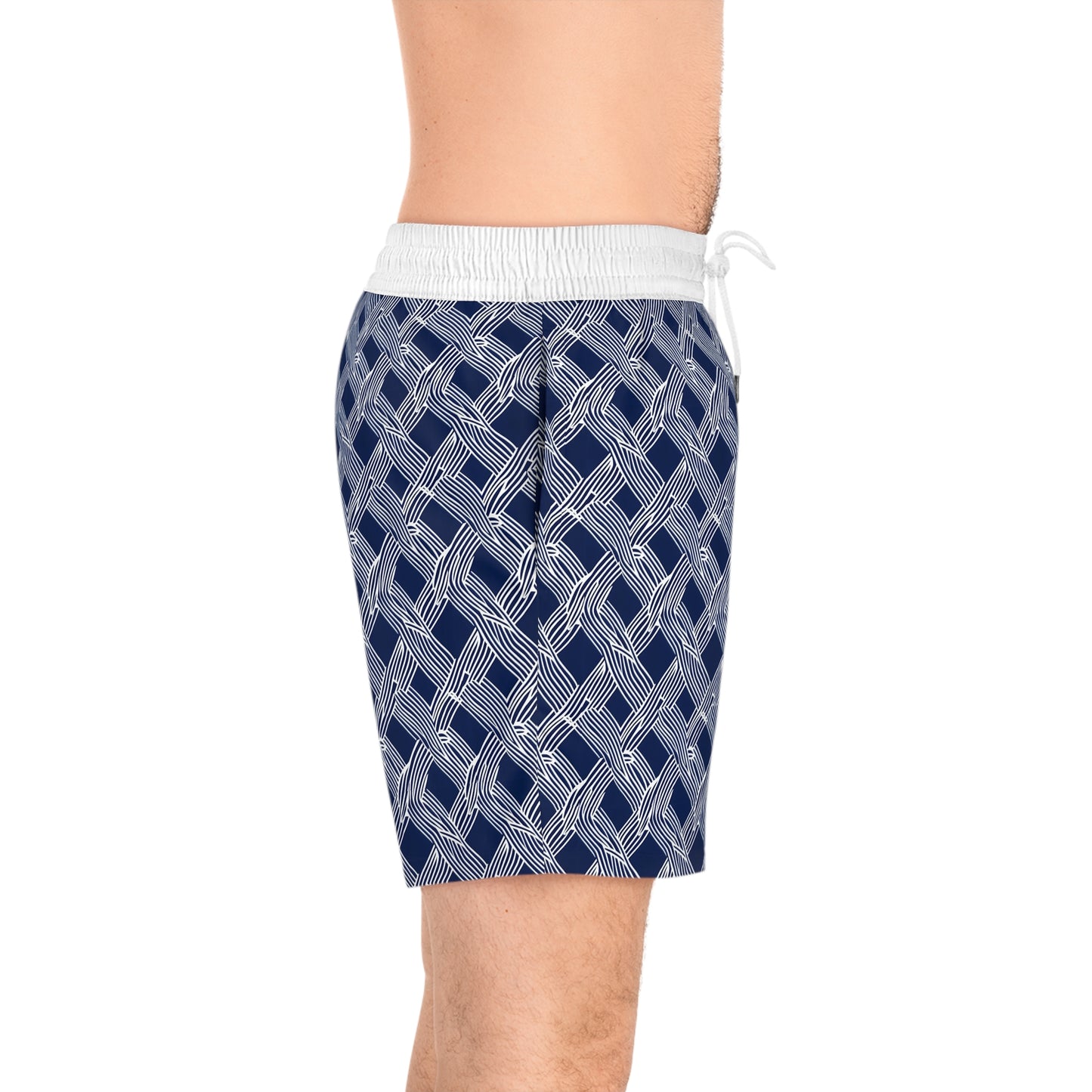 Nautical Woven Design Men's Mid-Length Swim Shorts