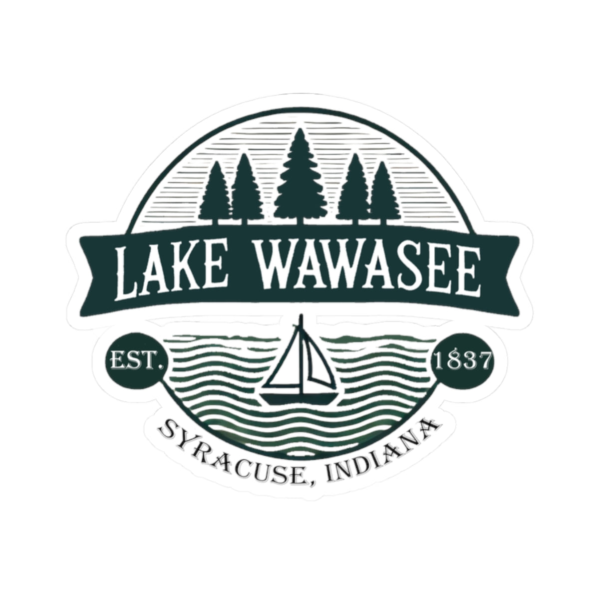 Vintage Lake Wawasee Kiss-Cut Sticker