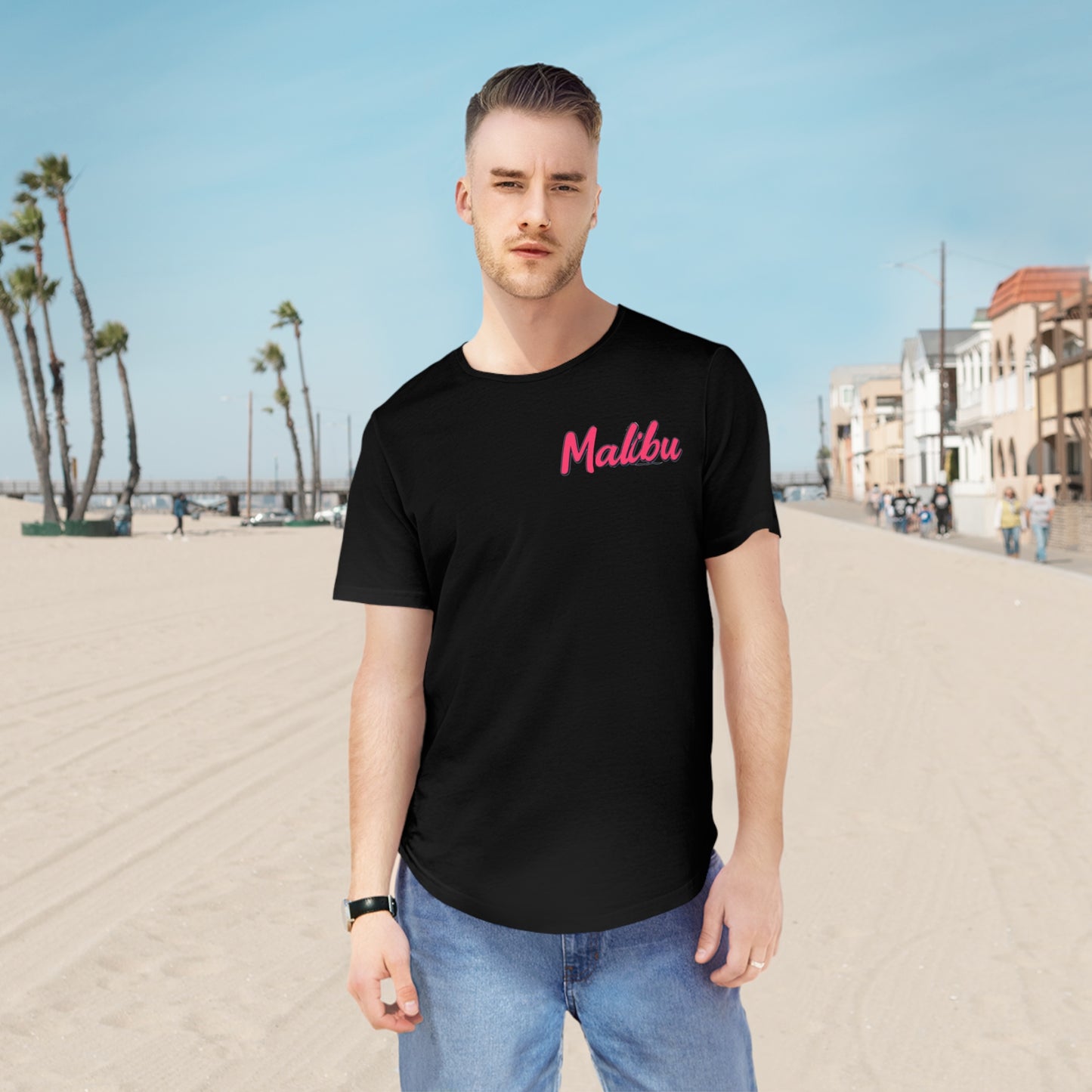Retro Malibu Men's Jersey Curved Hem Tee