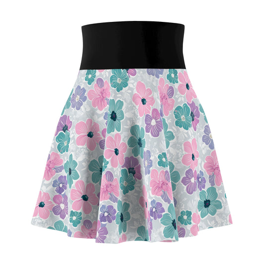 Vibrant Floral Print Women's Skater Skirt
