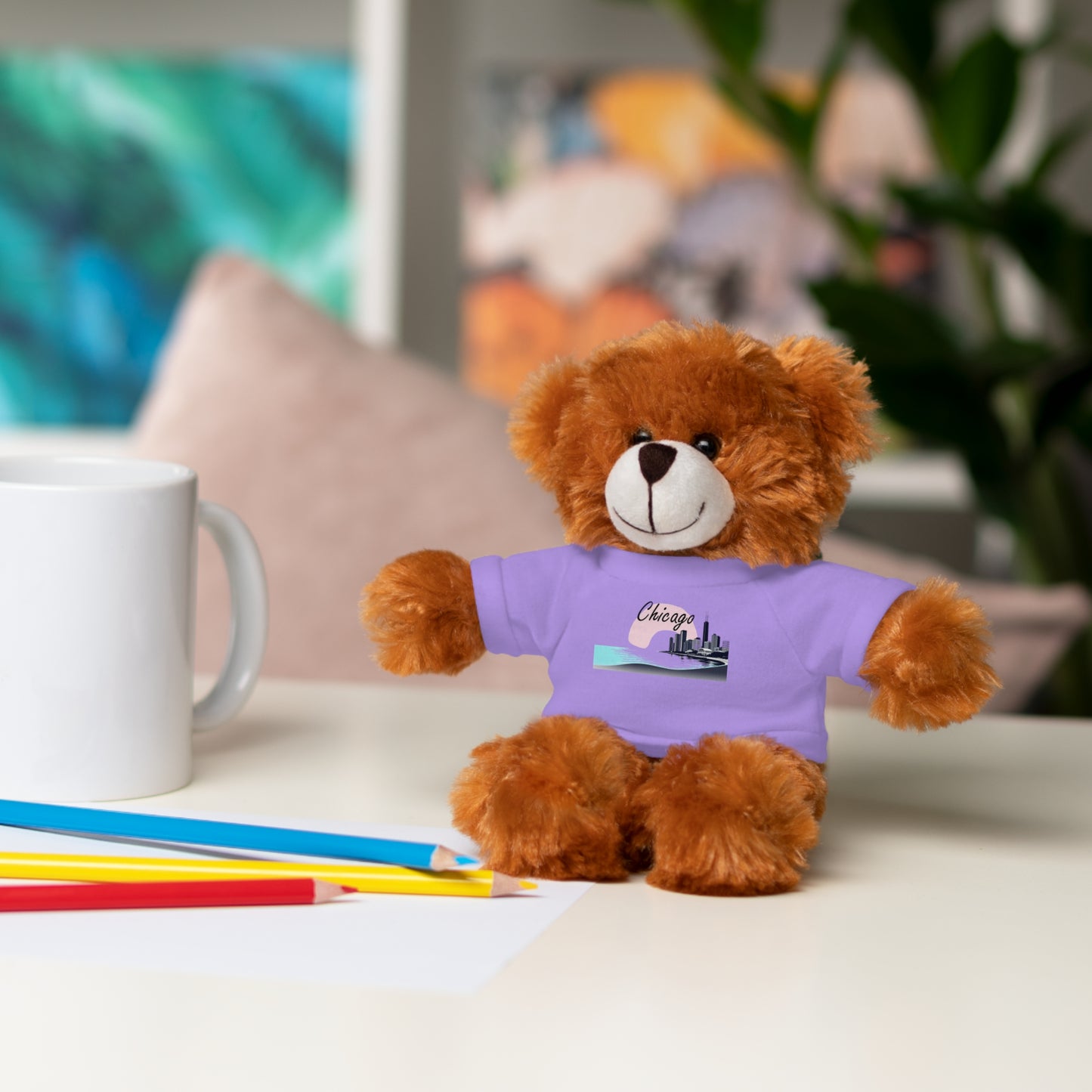 Elegant Chicago Skyline Stuffed Animals with Tee
