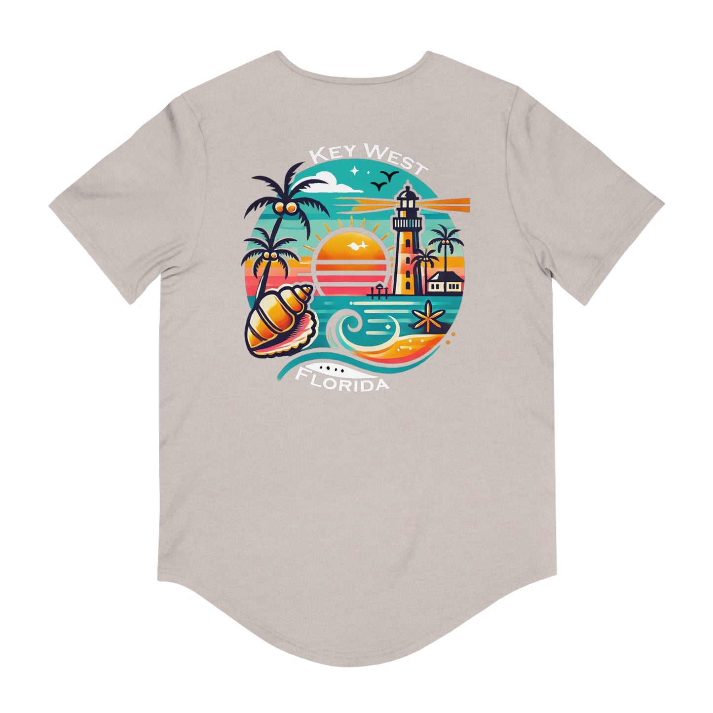Vibrant Key West Men's Jersey Curved Hem Tee