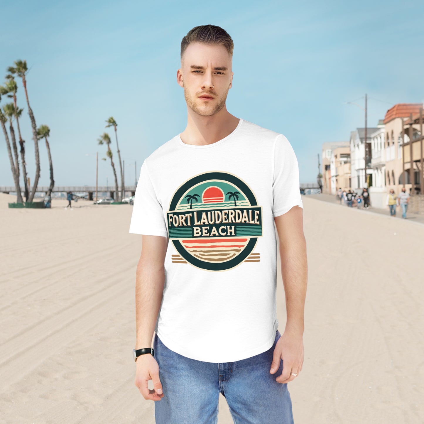 Vintage Fort Lauderdale Men's Jersey Curved Hem Tee